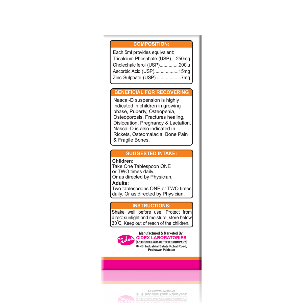 Nascal-D Syrup | Calcium, Vitamin D3 & Zinc for Bone Health | Cidex Labs